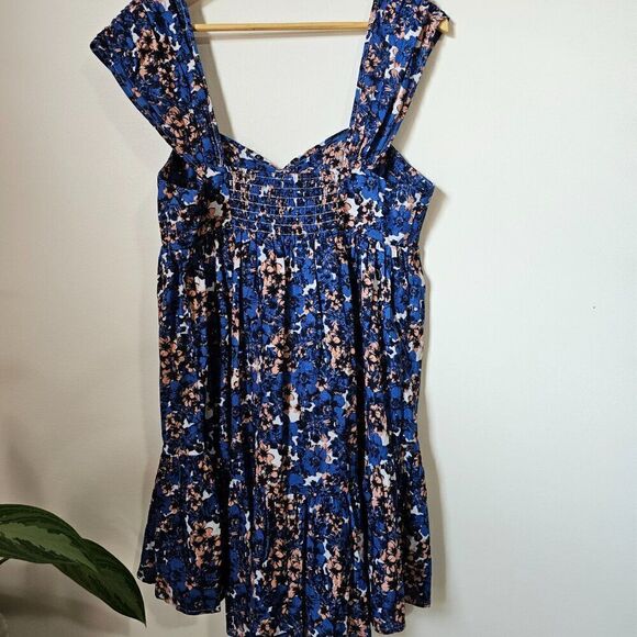 NWOT FREE PEOPLE BOHO PATTERN PLAY LINEN BLEND SHORT DRESS SZ MEDIUM - Picture 3 of 16